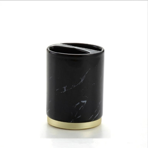 Luxury Ceramic Bathroom Accessories Set – High-End 5-Piece Countertop Organizer