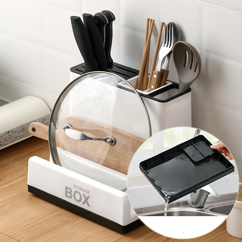 Kitchen Knife & Tableware Storage Rack – Plastic Utensil Holder Organizer for Cabinets