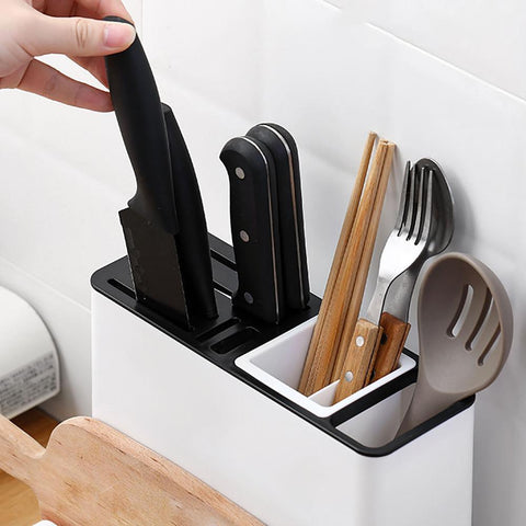 Kitchen Knife & Tableware Storage Rack – Plastic Utensil Holder Organizer for Cabinets