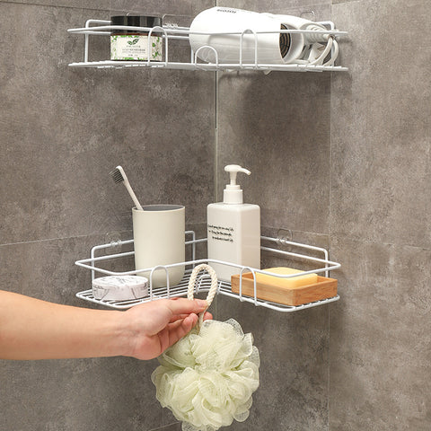Corner Bathroom Shelf – Wrought Iron Shower Storage Rack & Kitchen Organizer
