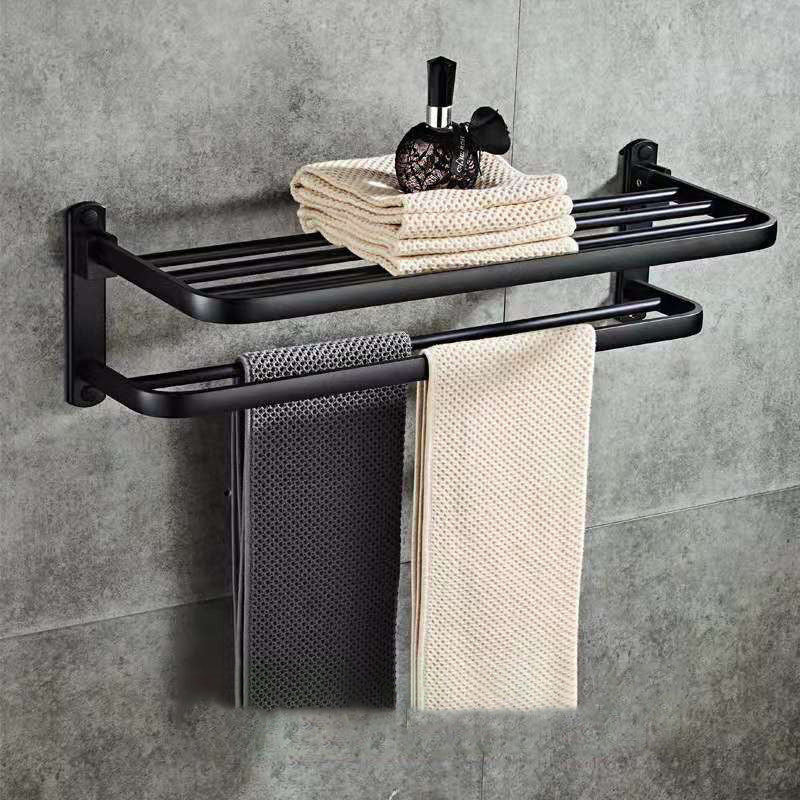 Perforated Space Aluminum Folding Bathroom Shelf – Wall-Mounted Storage Rack