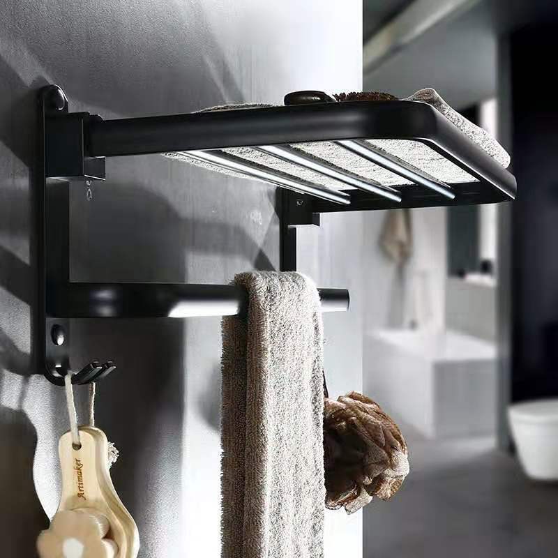 Perforated Space Aluminum Folding Bathroom Shelf – Wall-Mounted Storage Rack
