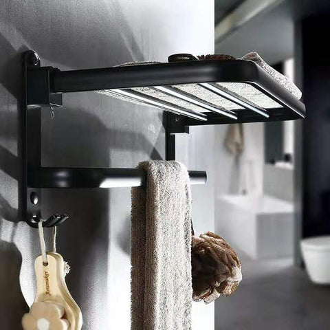 Perforated Space Aluminum Folding Bathroom Shelf – Wall-Mounted Storage Rack