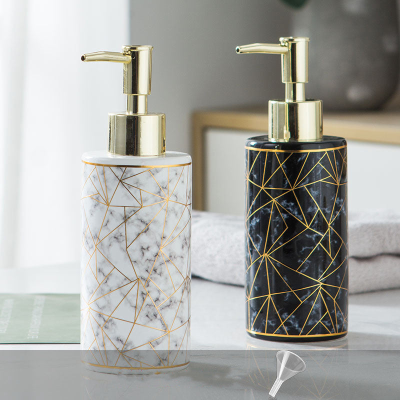 Marble Ceramic Lotion & Shampoo Dispenser – Luxury Bathroom Accessories Bottle