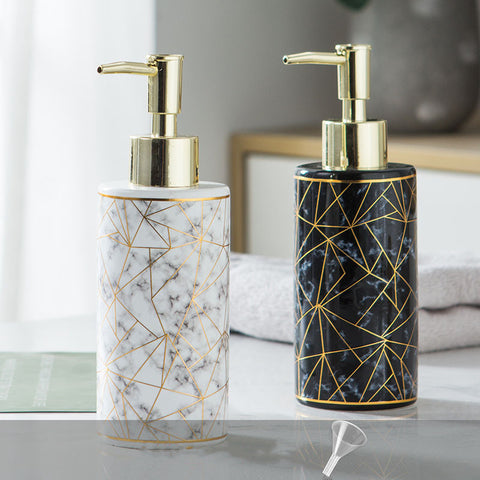 Marble Ceramic Lotion & Shampoo Dispenser – Luxury Bathroom Accessories Bottle