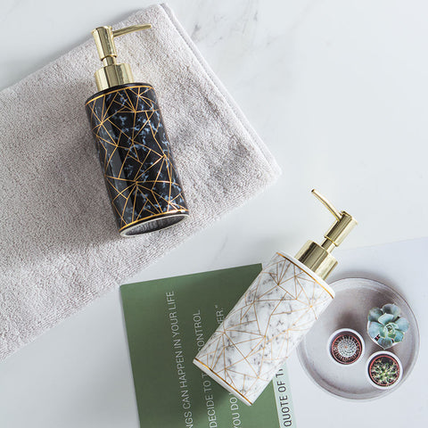 Marble Ceramic Lotion & Shampoo Dispenser – Luxury Bathroom Accessories Bottle