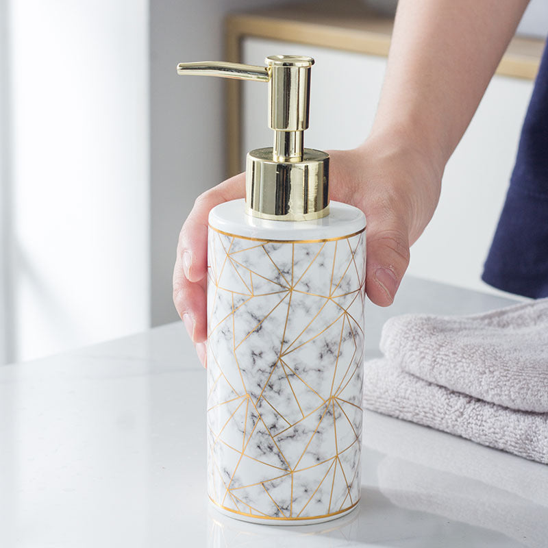 Marble Ceramic Lotion & Shampoo Dispenser – Luxury Bathroom Accessories Bottle