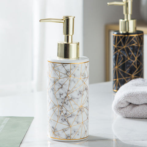 Marble Ceramic Lotion & Shampoo Dispenser – Luxury Bathroom Accessories Bottle