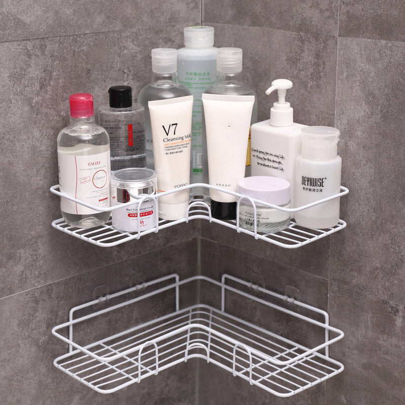 Corner Bathroom Shelf – Wrought Iron Shower Storage Rack & Kitchen Organizer