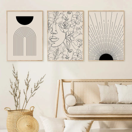 Boho Canvas Wall Art – Abstract Line Design Home Decor for Modern Living Spaces