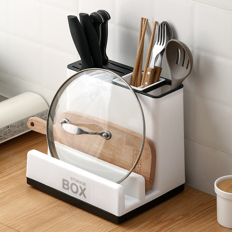 Kitchen Knife & Tableware Storage Rack – Plastic Utensil Holder Organizer for Cabinets