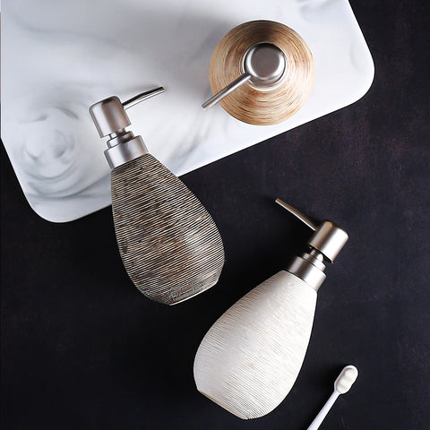 Ceramic Bathroom Lotion & Shower Gel Dispenser – Refillable Soap Bottle with Pump