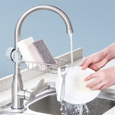 Adjustable Sink Drain Rack – Sponge Holder, Soap Drainer & Faucet Storage Organizer