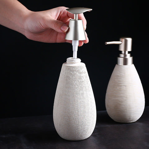 Ceramic Bathroom Lotion & Shower Gel Dispenser – Refillable Soap Bottle with Pump