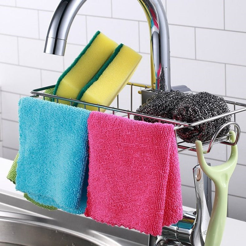 Adjustable Sink Drain Rack – Sponge Holder, Soap Drainer & Faucet Storage Organizer