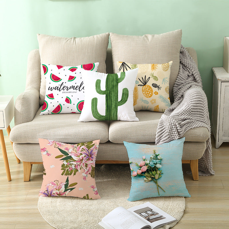 Fruit Print Sofa Cushion Cover – Decorative Throw Pillow Case for Home Decor