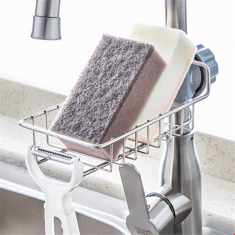 Adjustable Sink Drain Rack – Sponge Holder, Soap Drainer & Faucet Storage Organizer