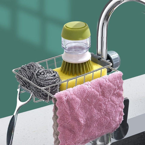 Adjustable Sink Drain Rack – Sponge Holder, Soap Drainer & Faucet Storage Organizer